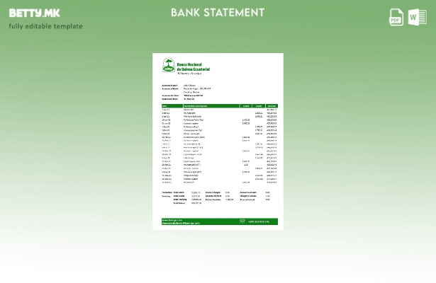 модерен стил Екваторијална Гвинеја Шаблон ексел за банкарски извод на Национална